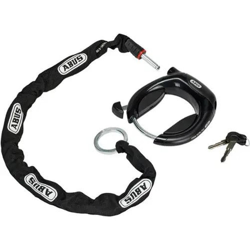 Abus Pro ringslot en insteekketting gemonteerd